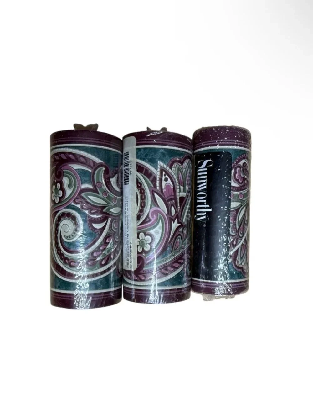 Sunworthy 3 Rolls Vintage Wallpaper Border Paisley Green Burgundy 166209 NEW